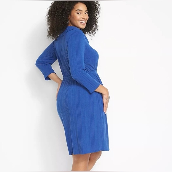 Lane Bryant Cowl-Neck Fit & Flare Knit Dress Blue Size 14/16 1X NWT - Picture 3 of 10